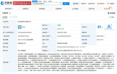 昆山數智科技公司成立 以10億注冊資本布局互聯網信息服務新藍圖